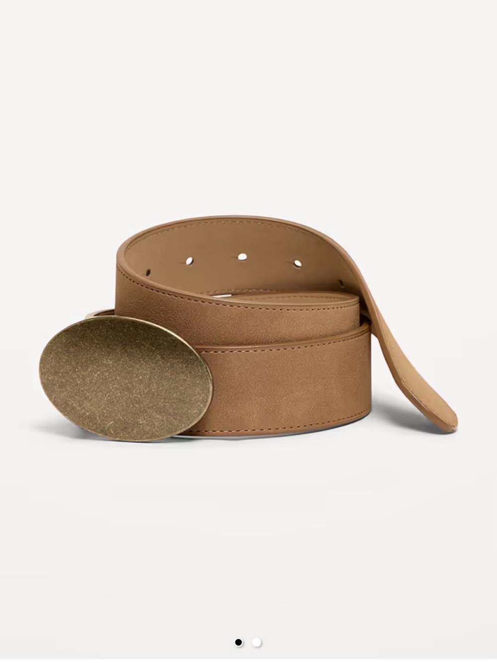 Old Navy Wide Tan Belt with Oval Brass-Tone Buckle